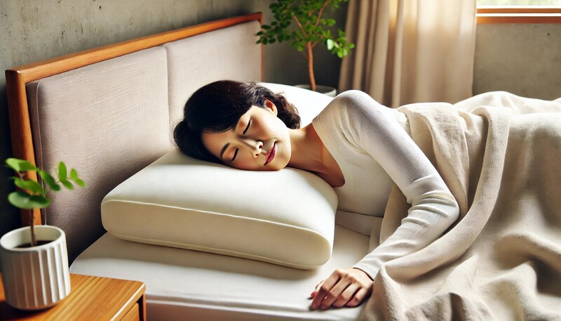 低反発まくらで眠る女性